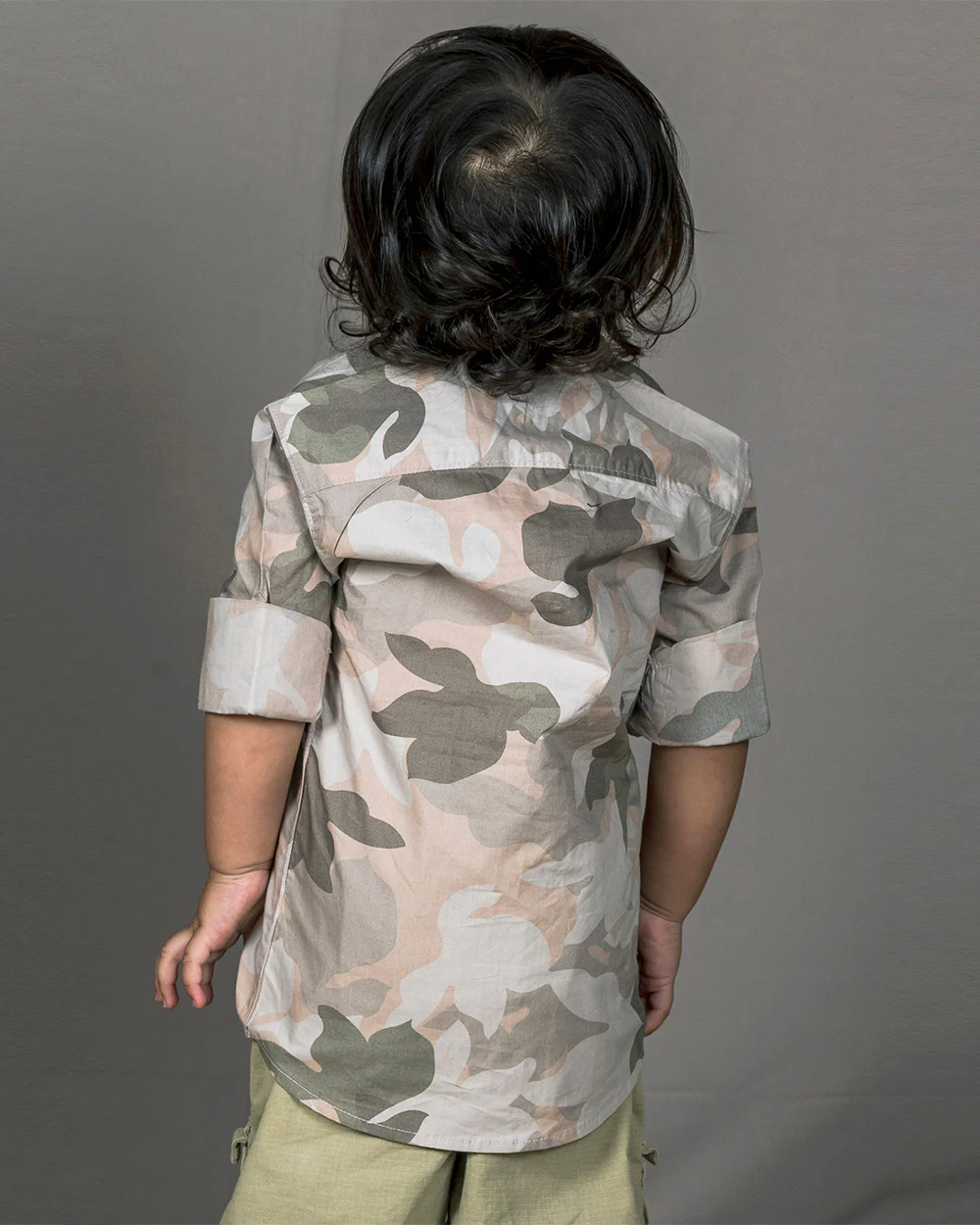 Polka Tots Grey Shirt-Camouflage-Cotton-For Infants - Image 2