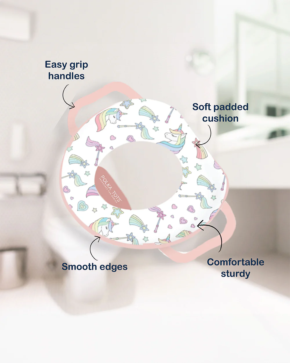 Polka Tots Hop Pop Potty Seat-With Soft Cushioning & Side Handles-Pink-9M+ - Image 3