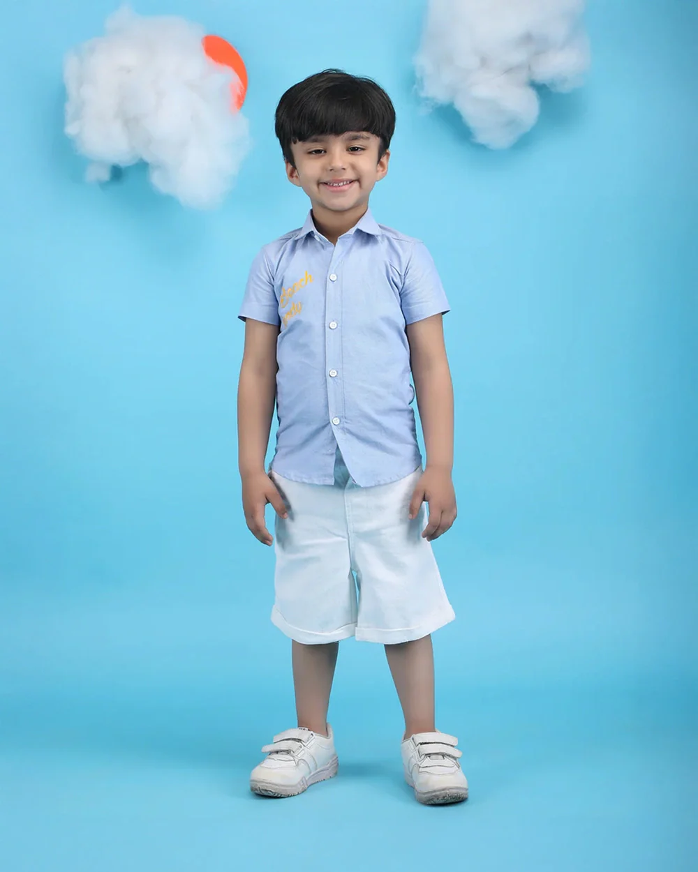 Polka Tots Light Blue Shirt-Beach-Cotton-For Infants - Image 4
