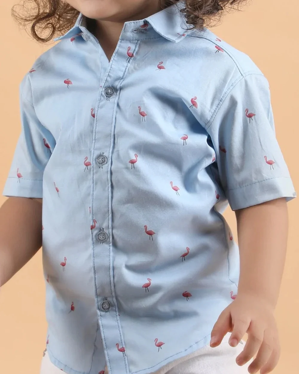 Polka Tots Light Blue Shirt-Flamingo-Cotton-For Infants - Image 4
