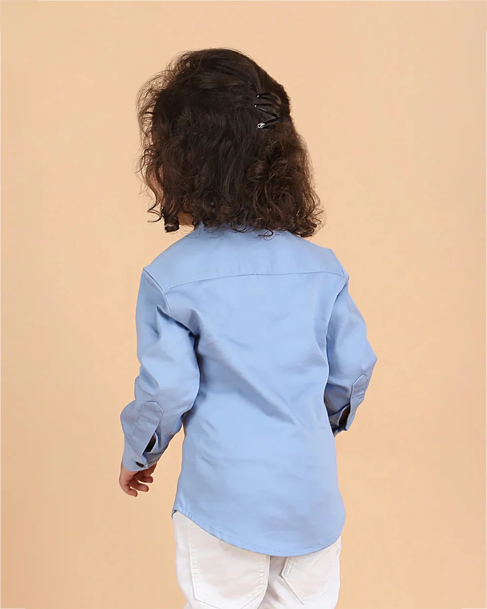 Polka Tots Light Blue Shirt-Solid-Cotton-For Infants - Image 2