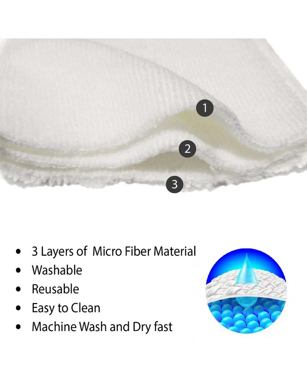 Polka Tots Microfibre Liner For Cloth Diapers-Washable & Reusable-Pack of 2 - Image 2