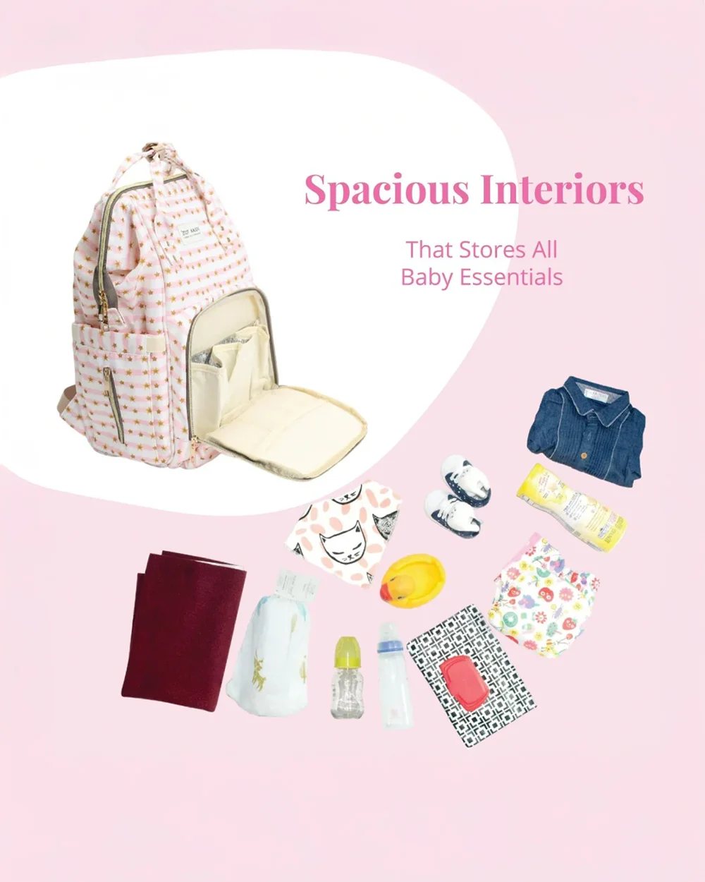 Polka Tots Multi-functional Diaper Bag-Backpack-With Pouch & Stroller Hooks-Star - Image 7