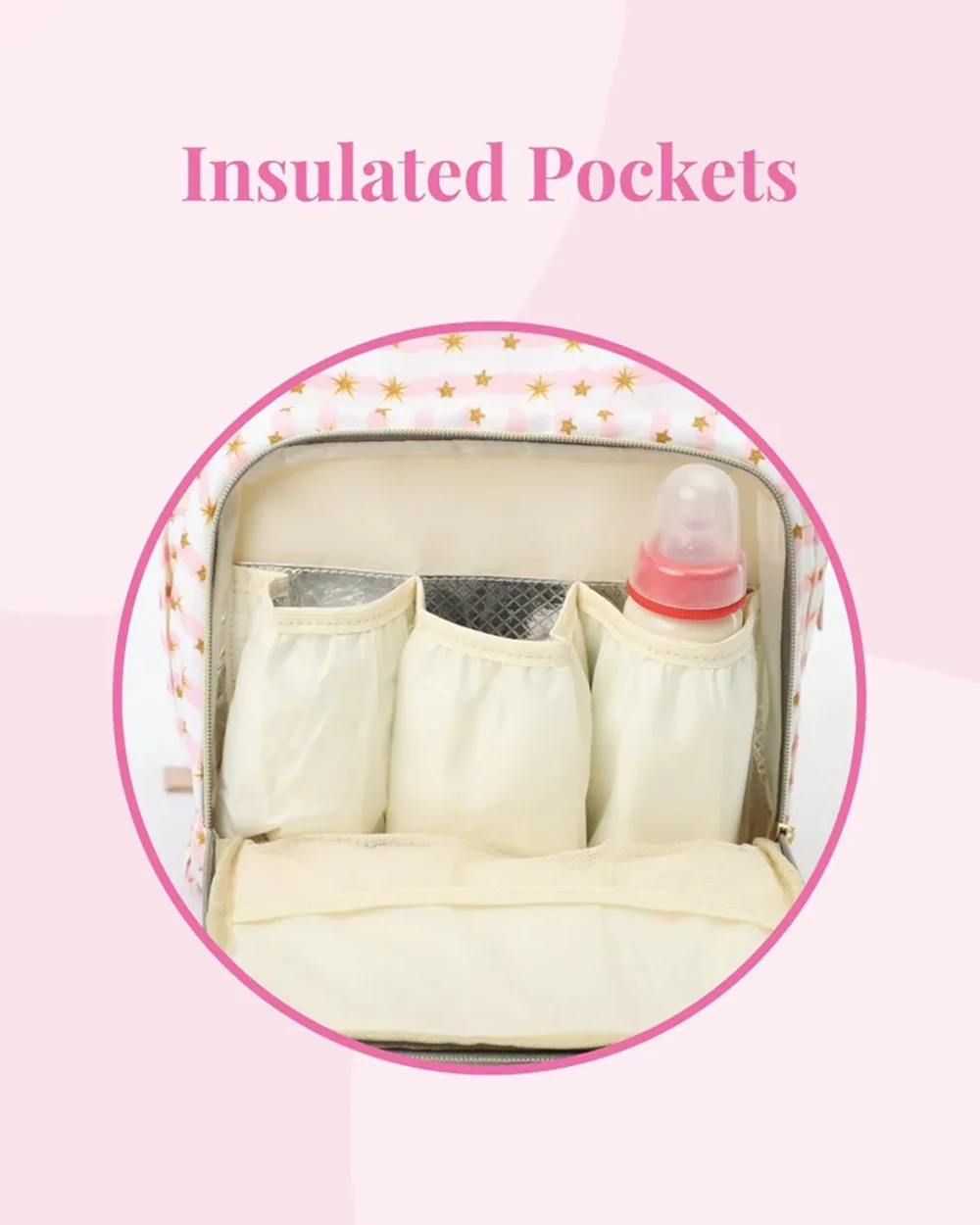 Polka Tots Multi-functional Diaper Bag-Backpack-With Pouch & Stroller Hooks-Star - Image 8