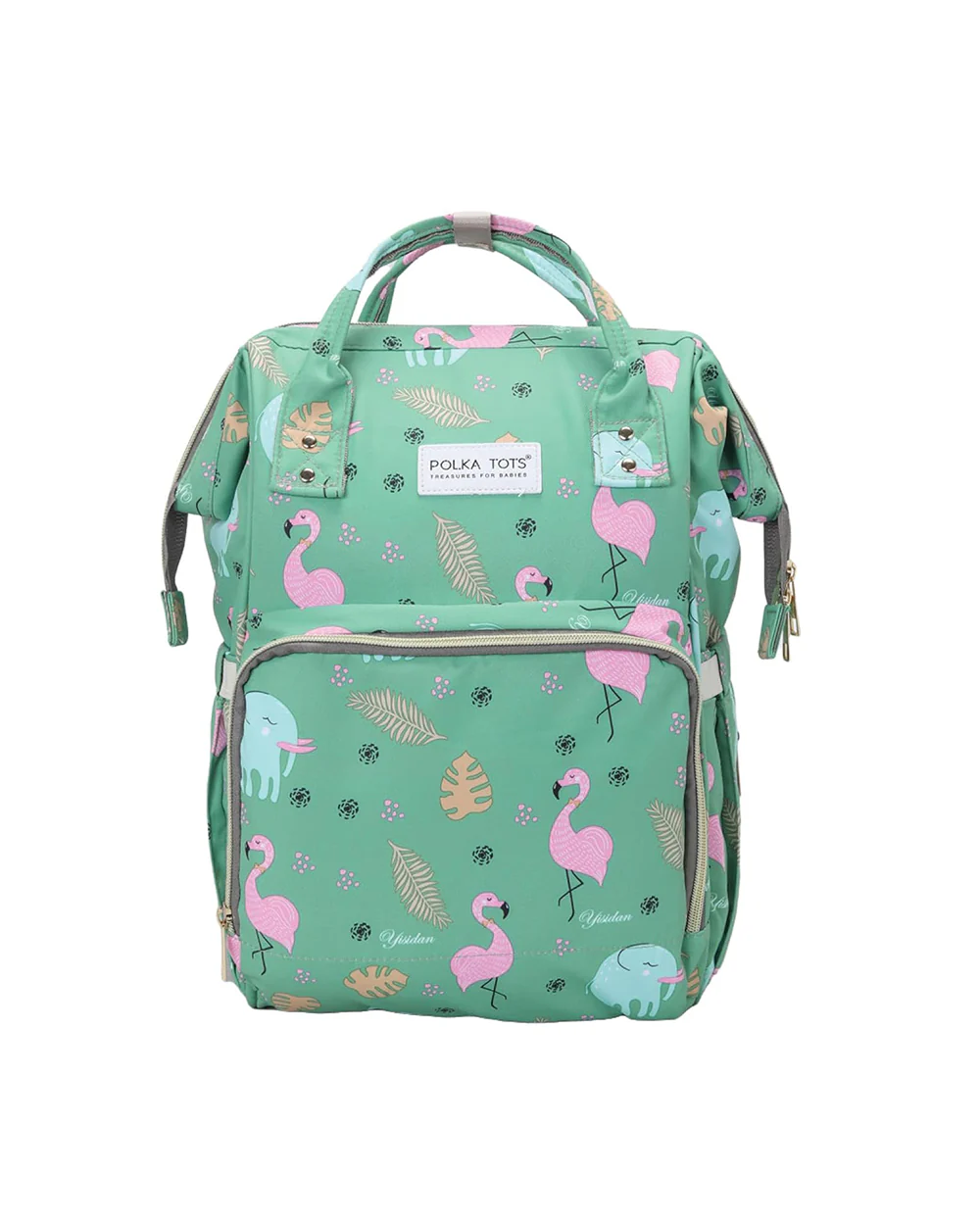 Polka Tots Multi-functional Diaper Bag-Backpack-With Stroller Hooks-Flamingo - Image 2