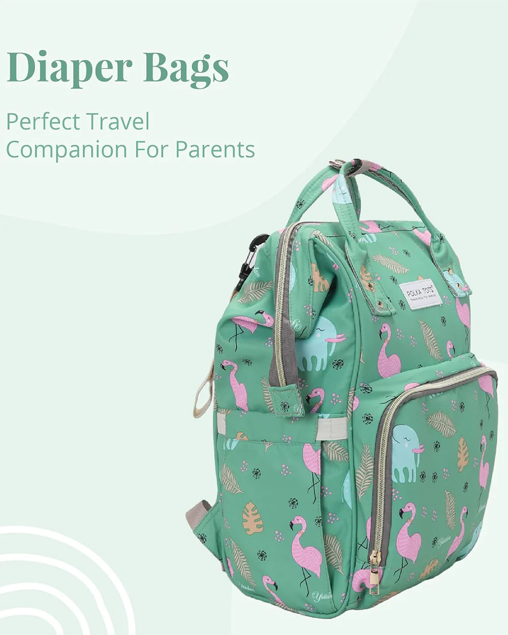 Polka Tots Multi-functional Diaper Bag-Backpack-With Stroller Hooks-Flamingo - Image 4