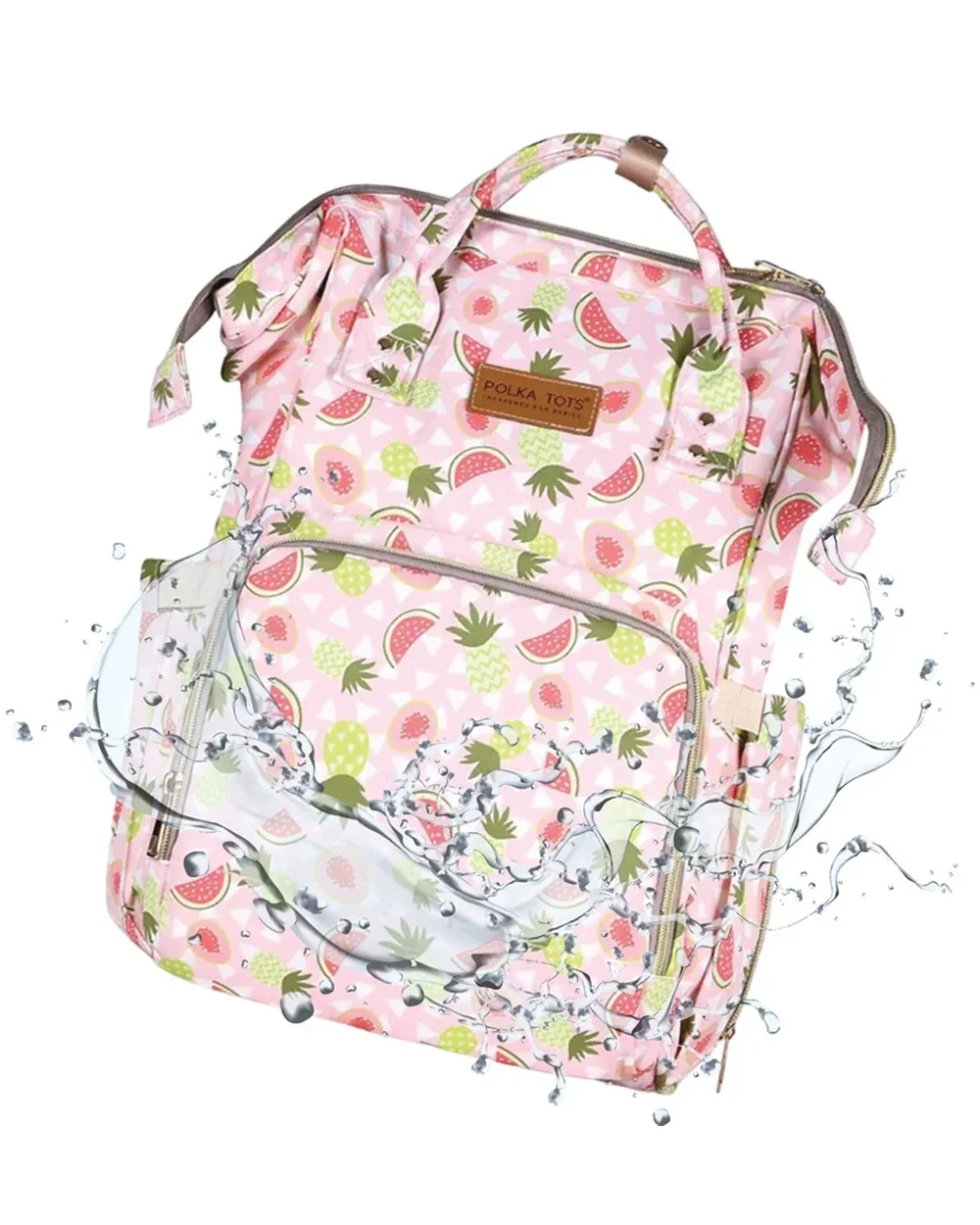 Polka Tots Multi-functional Diaper Bag-Backpack-With Stroller Hooks-Watermelon