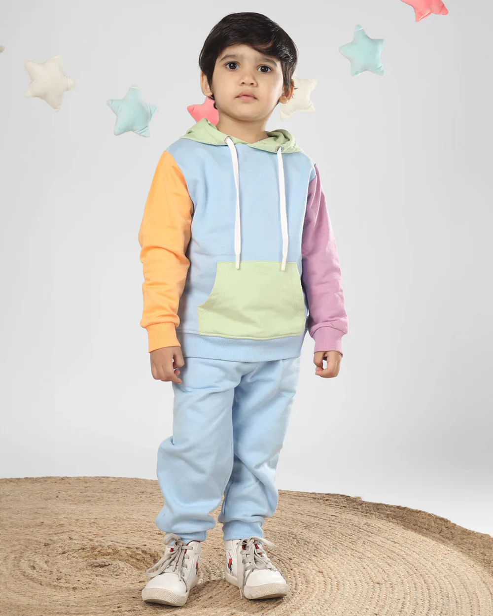 Polka Tots Multicolor Winter Wear Hoodie & Jogger Set-Solid-Solid-For Infants
