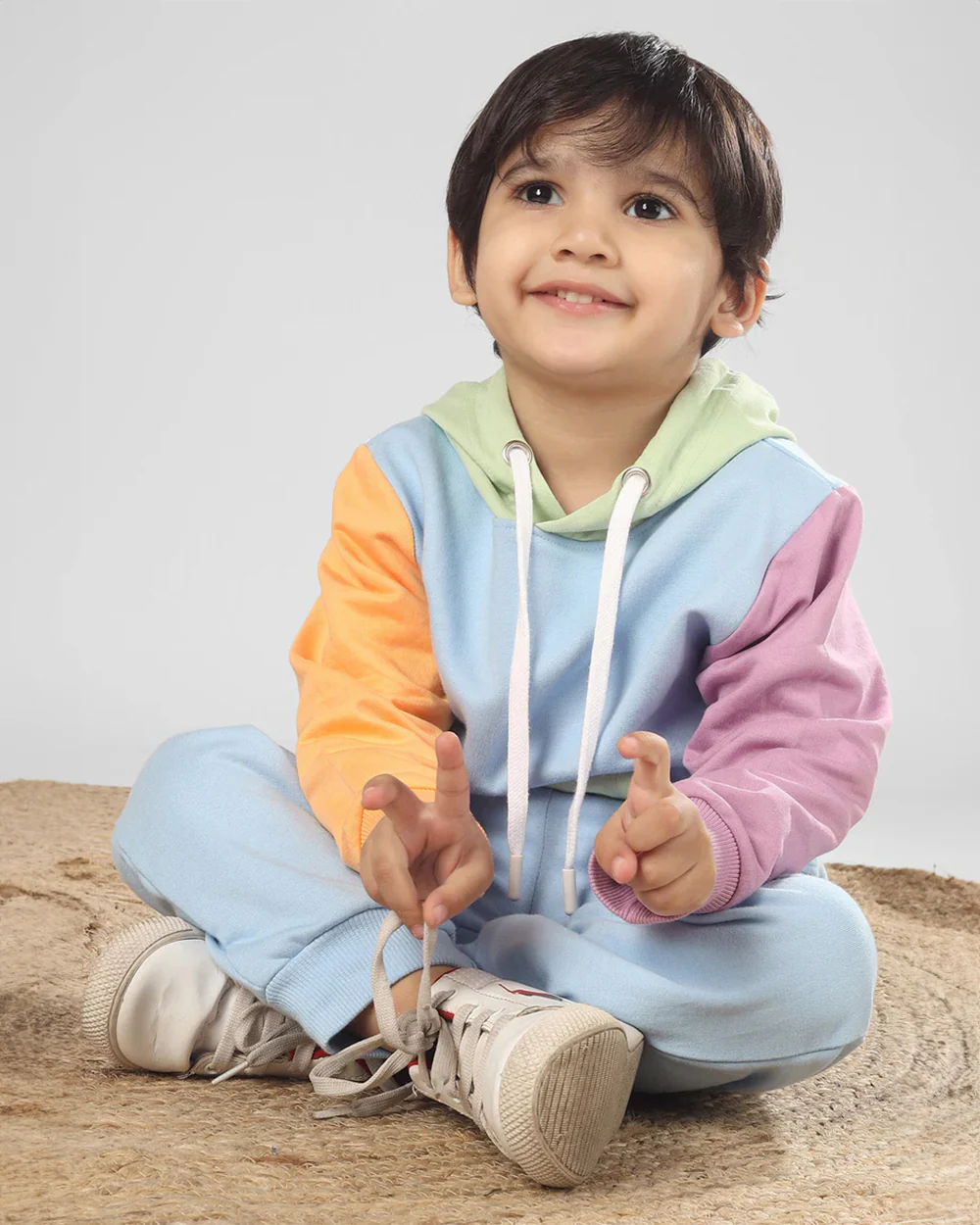 Polka Tots Multicolor Winter Wear Hoodie & Jogger Set-Solid-Solid-For Infants - Image 3