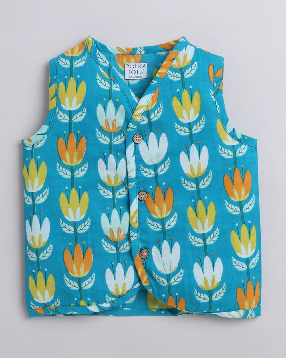 Polka Tots Multicolor-Jhabla-Lotus, Starfish and Little Sunshine Print-Cotton-Pack of 3-For Infants - Image 5