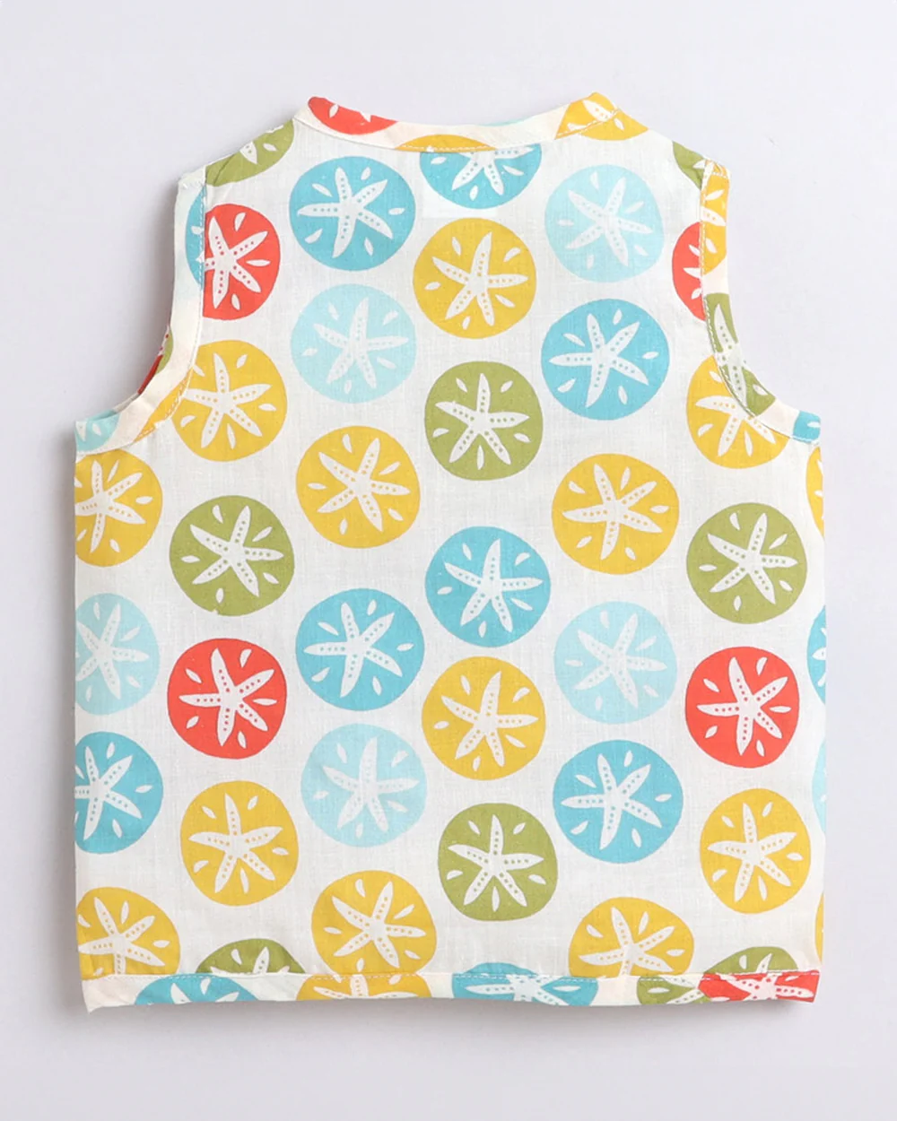 Polka Tots Multicolor-Jhabla-Lotus, Starfish and Little Sunshine Print-Cotton-Pack of 3-For Infants - Image 9