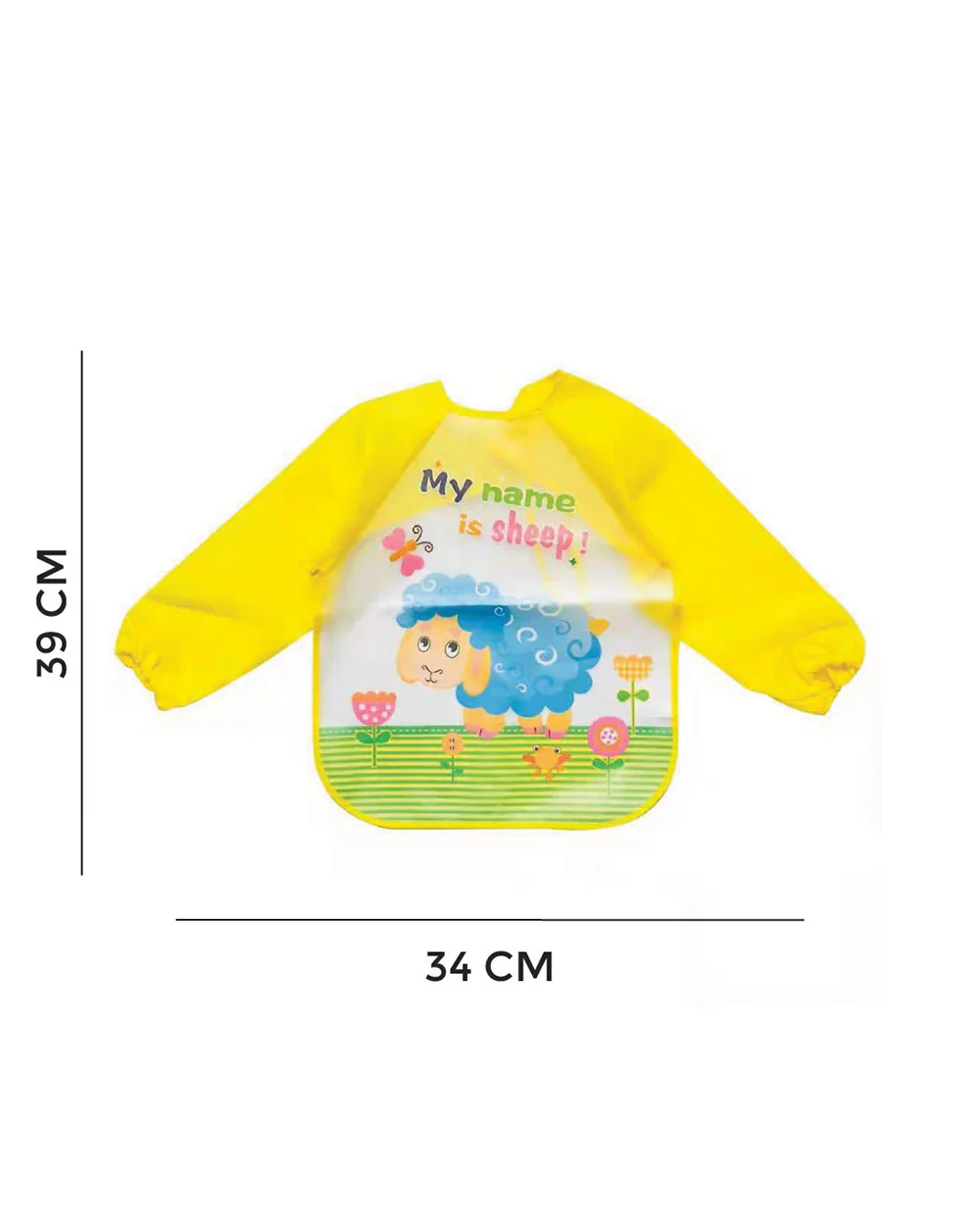 Polka Tots My Name is Sheep-Full Sleeves Waterproof Washable Apron Feeding Bib-Adjustable Neck-For Infants - Image 3