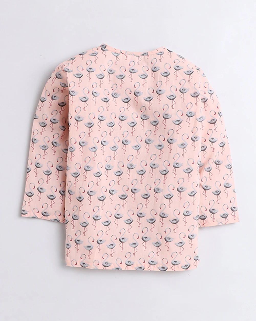 Polka Tots Pink Kurta Pajama Set-Swan Print-Cotton-For Infants - Image 3