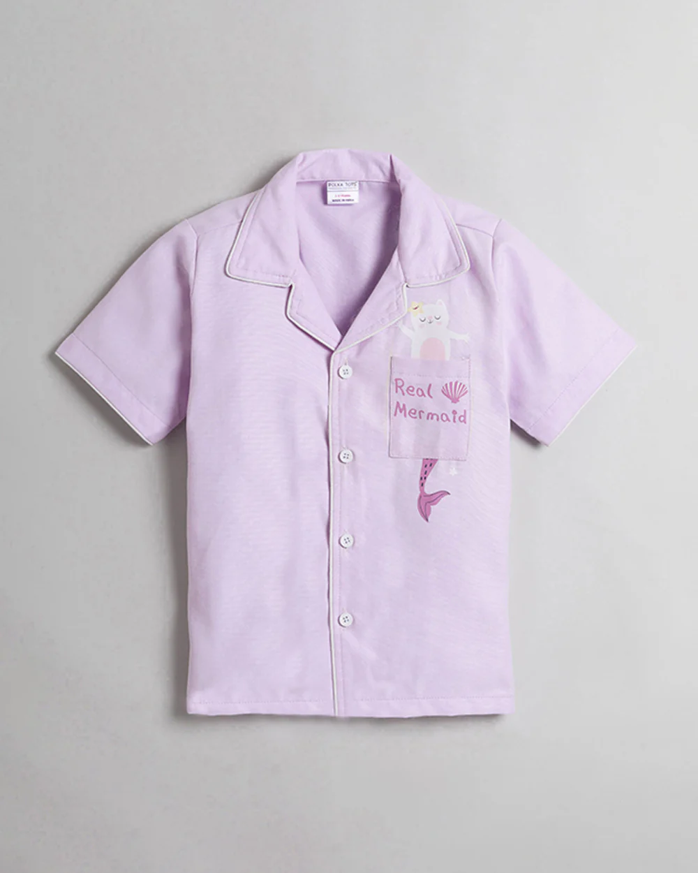 Polka Tots Purple Nightsuit-Cotton-Mermaid Print-For Infants - Image 2