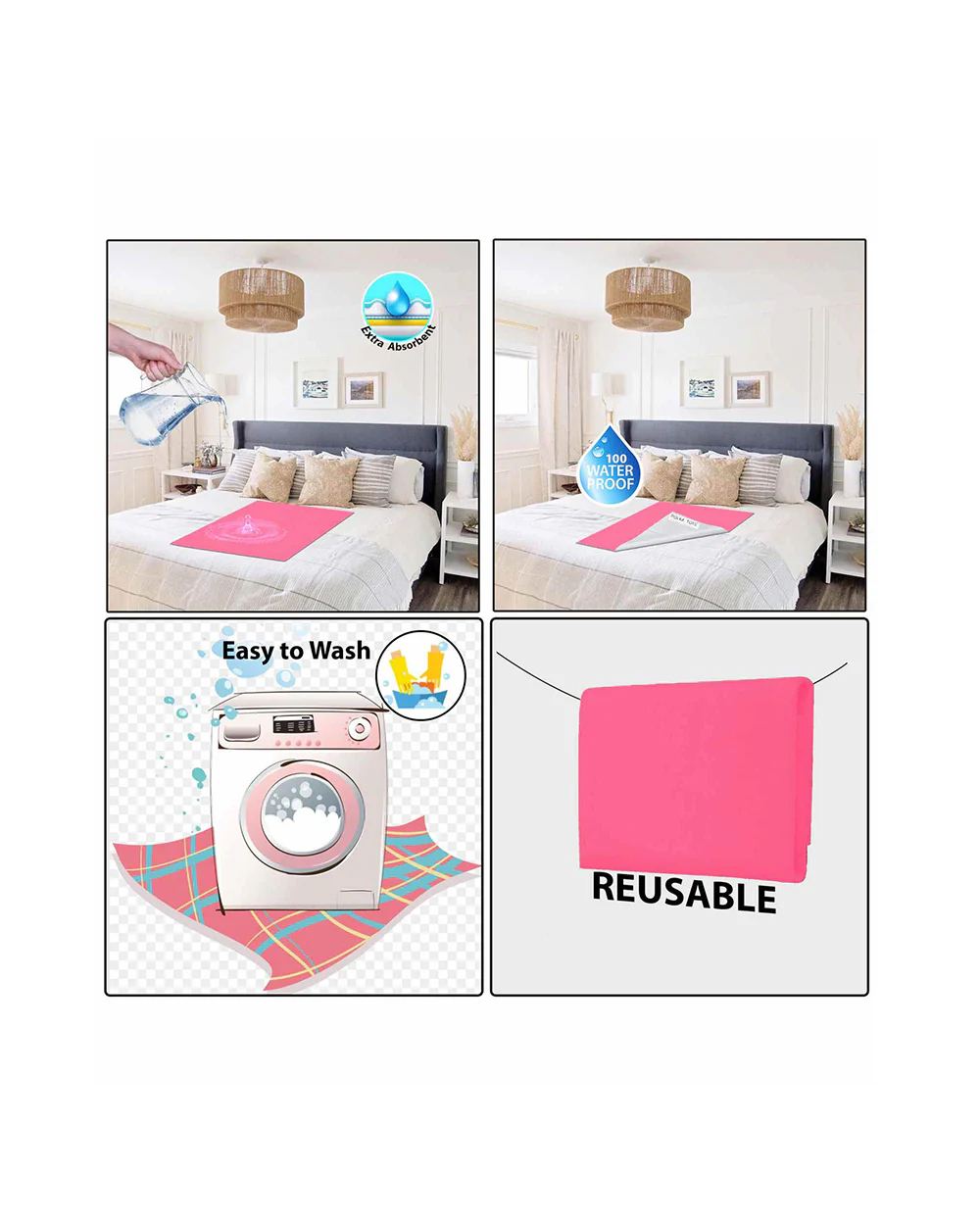 Polka Tots Infant Bed Protector-Soft & Breathable-Waterproof Mattress Cover-Pink - Image 4