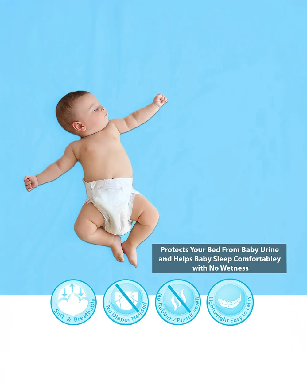 Polka Tots Infant Bed Protector-Soft & Breathable-Waterproof Mattress Cover-Blue - Image 4