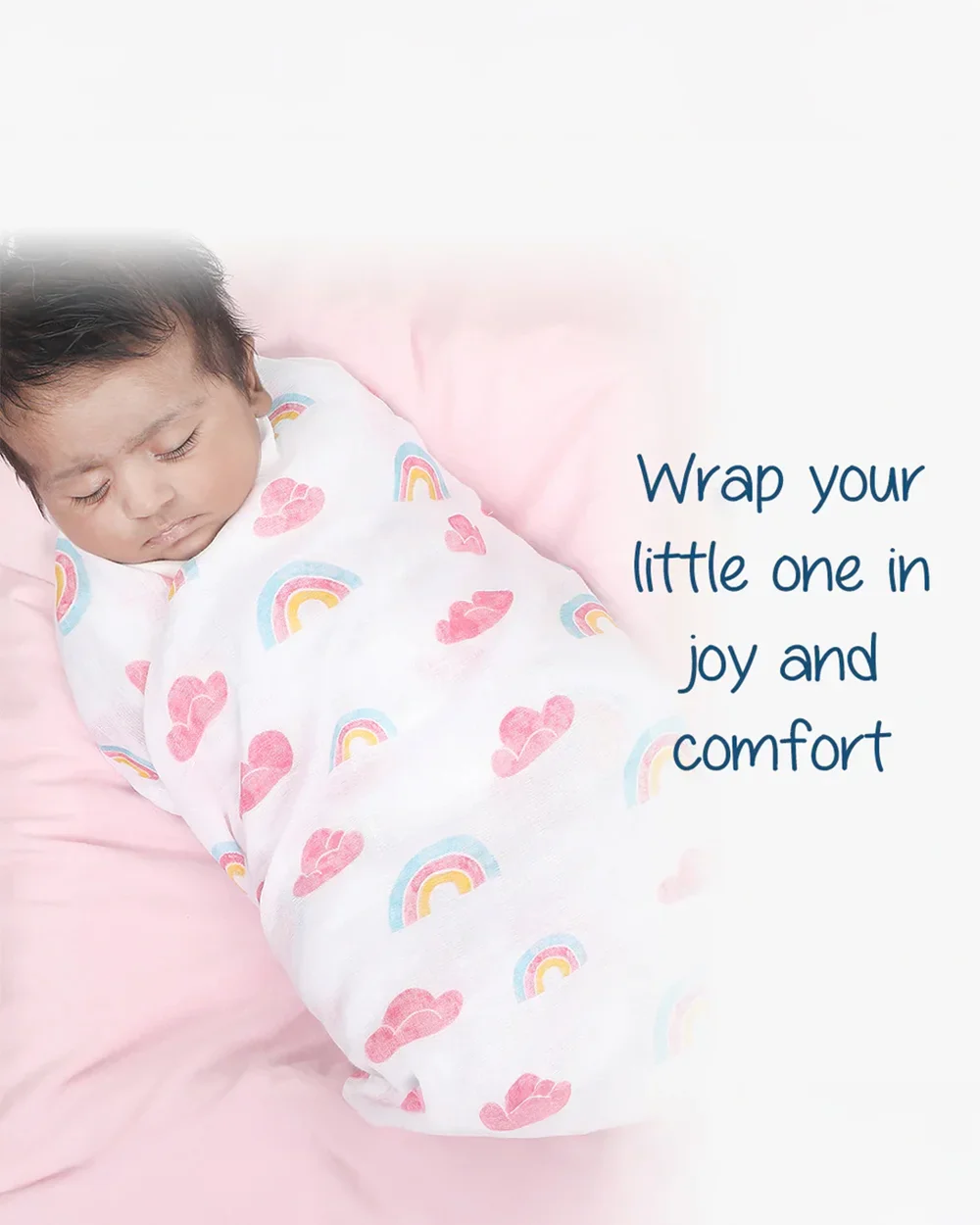 Polka Tots Rainbow Mist & Hello Baby Printed Swaddles-Organic Cotton Muslin-Infant Wraps-Pack of 2 - Image 7