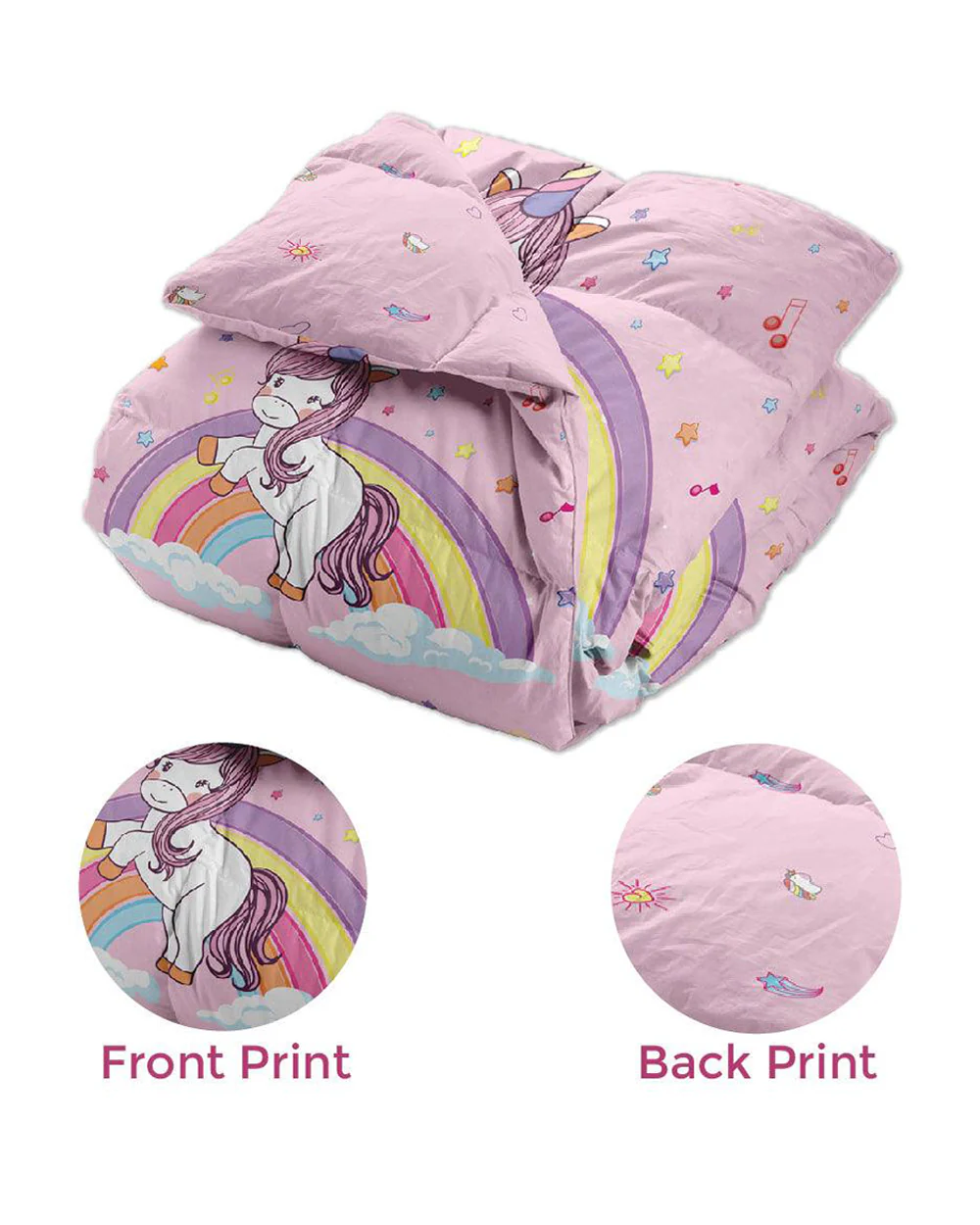 Polka Tots Reversible Baby Quilt-Unicorn-100% Microfiber-Pink-For Toddlers - Image 4