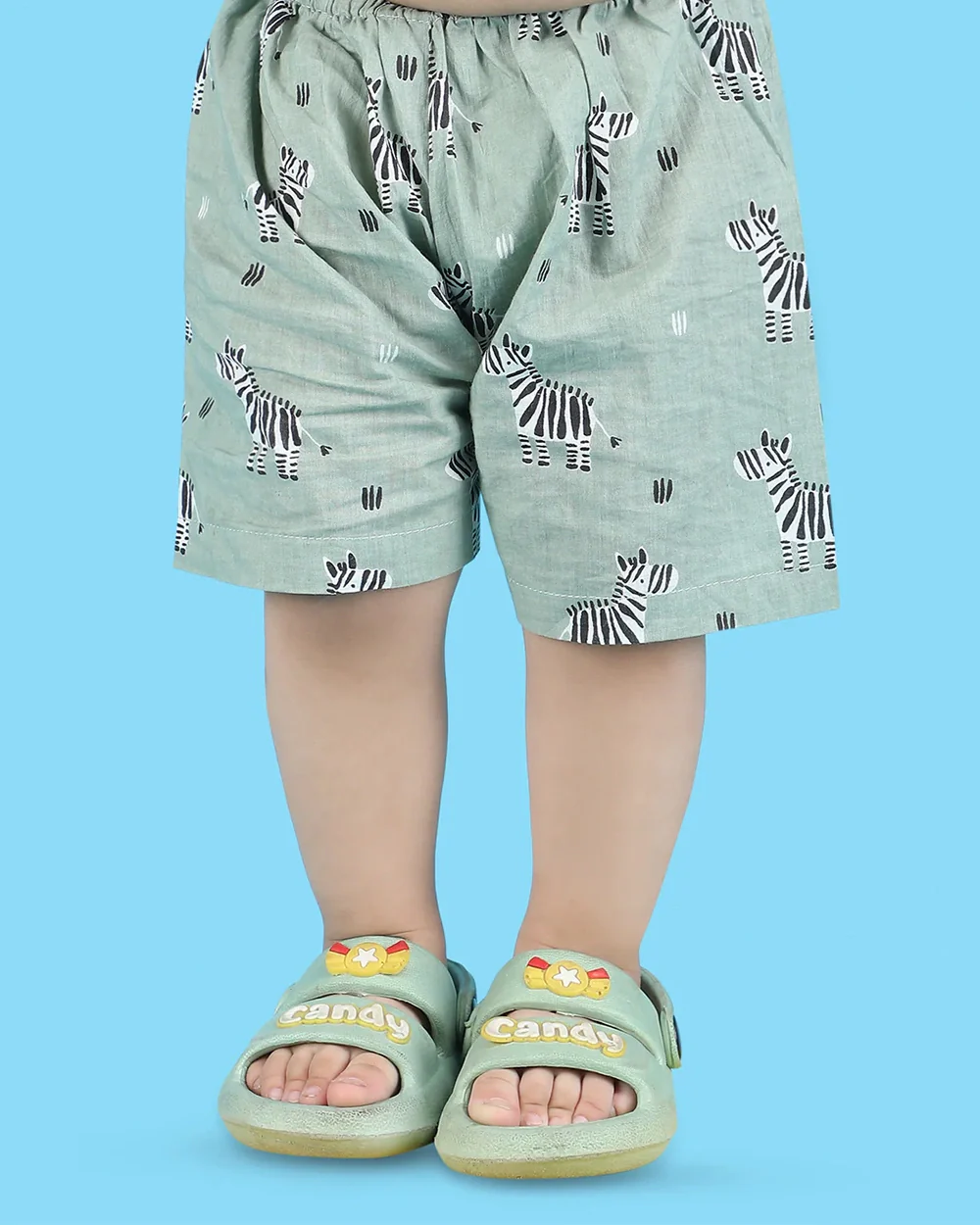 Polka Tots Sage Green Coord Set-Zebra-Cotton-For Infants - Image 5