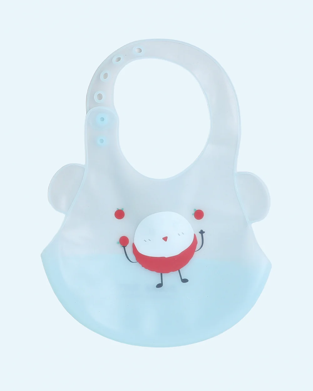 Polka Tots Waterproof Silicone Bib-Strawberry Man-Adjustable Snap Button-Crumb Catcher-For Feeding Infants - Image 2