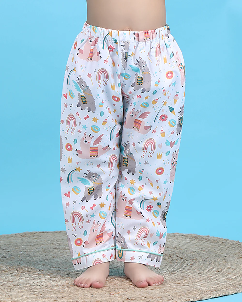 Polka Tots White Nightsuit-Cotton-Rainbow Print-For Infants - Image 4