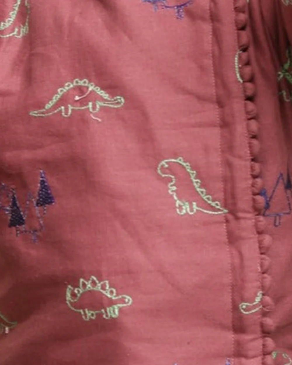 Polka Tots Wine & Sage Green-Angrakha Set-Dinosaur Embroidered-Cotton-For Infants - Image 5
