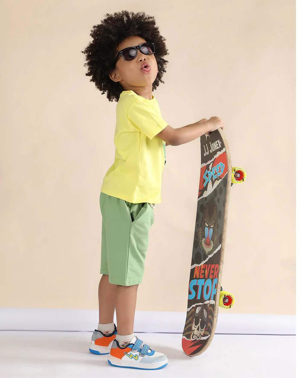 Polka Tots Yellow & Green T-shirt & Shorts Set-Alligator Print-Cotton-For Infants - Image 3