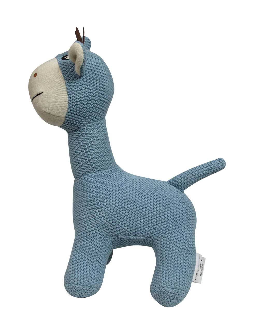 Pomme Blue Giraffe Knitted Stuffed Soft Toy-Plush Cuddly Toy For Newborn - Image 3