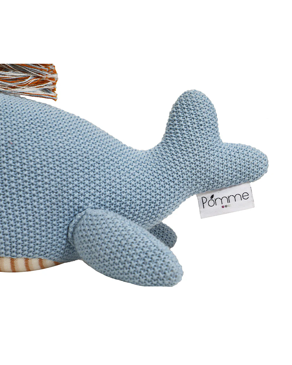 Pomme Blue Whale Cotton Knitted Soft Toy-Promotes Tactile Stimulation-Plush Cuddly Toy For Newborn - Image 4