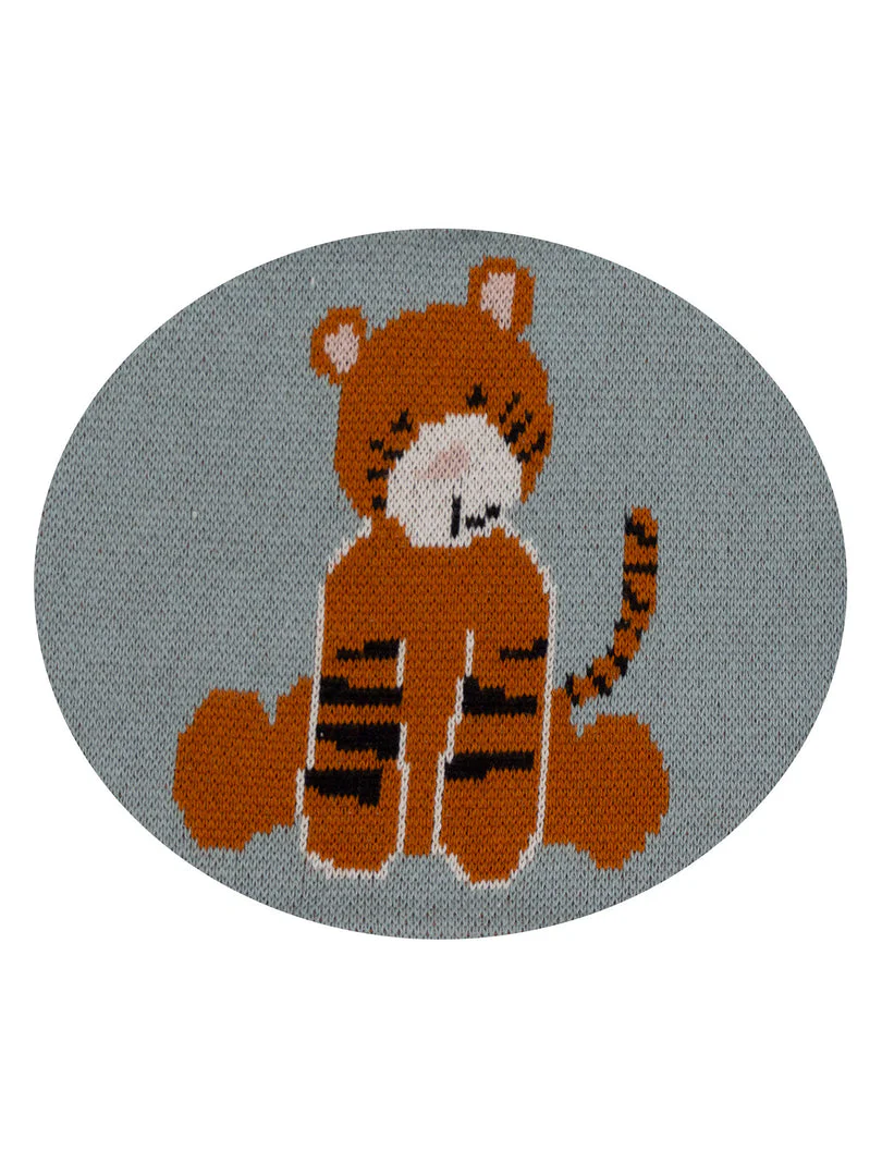 Pomme Cotton Knitted Grey Tiger Bib Apron-Lightweight and Breathable-6 to 36M - Image 4