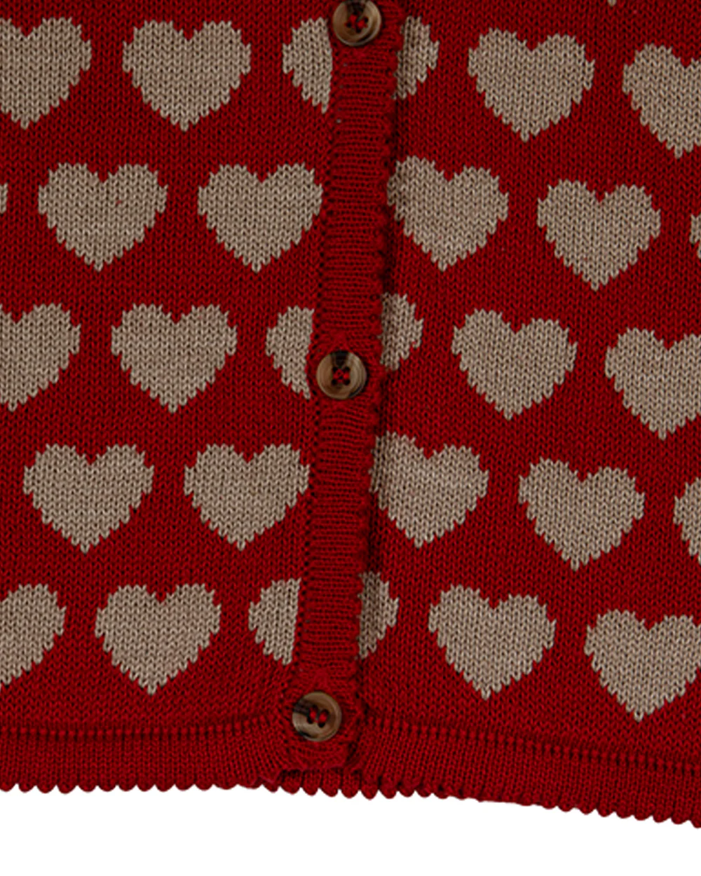 Pomme Crimson Red Cardigan-Heart Print-100% Cotton-For Infants - Image 4