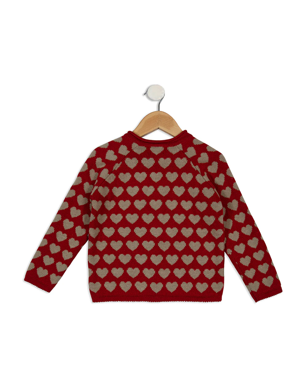 Pomme Crimson Red Cardigan-Heart Print-100% Cotton-For Infants - Image 5