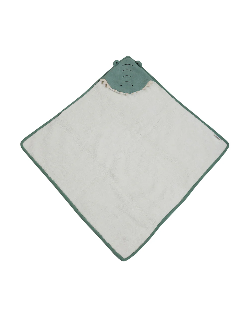 Pomme Crocodile Knitted Ultra Soft Hooded Blanket-100% Cotton-Sea Green-For Infants - Image 3