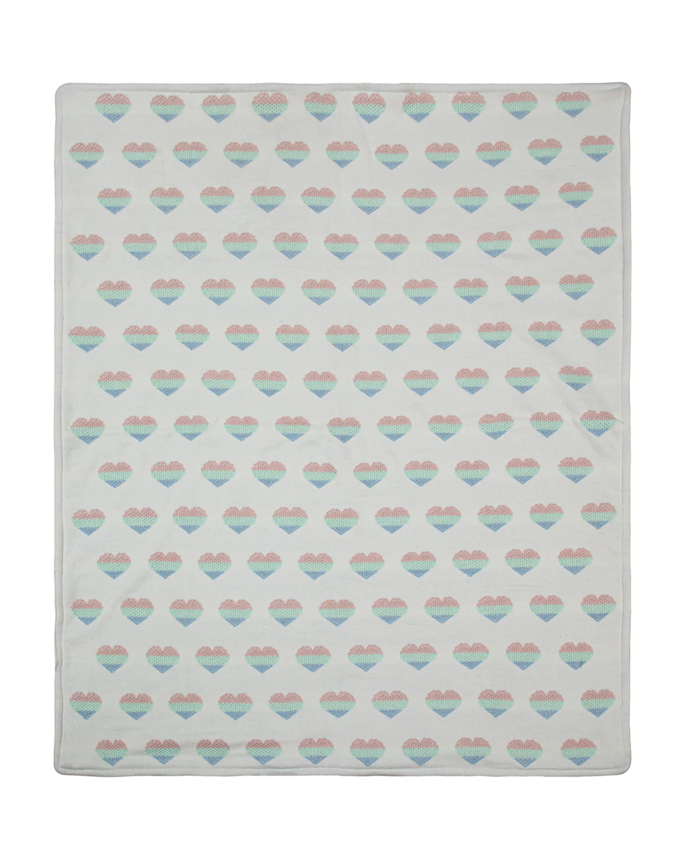 Pomme Cute Heart Knitted Ultra Soft Sherpa Blanket-100% Cotton-Off White-For Infants