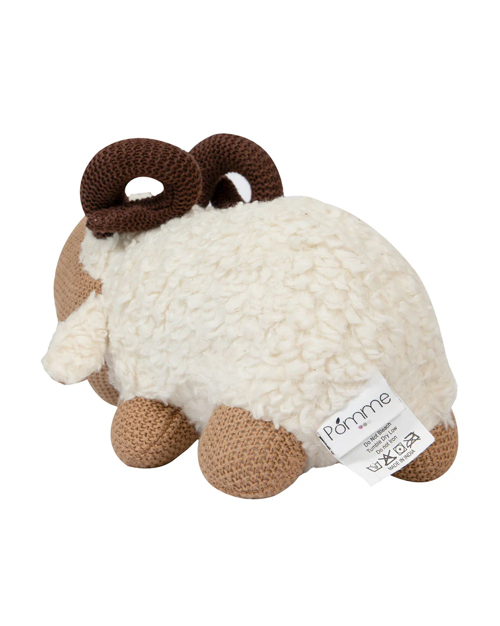 Pomme Cute Horn Sheep Cotton Knitted Soft Toy-Promotes Tactile Stimulation-Plush Cuddly Toy For Newborn - Image 4