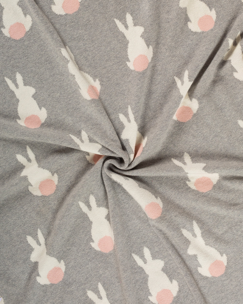Pomme Cute Rabbit Knitted Ultra Soft Blanket-100% Cotton-Grey & White-For Infants - Image 2