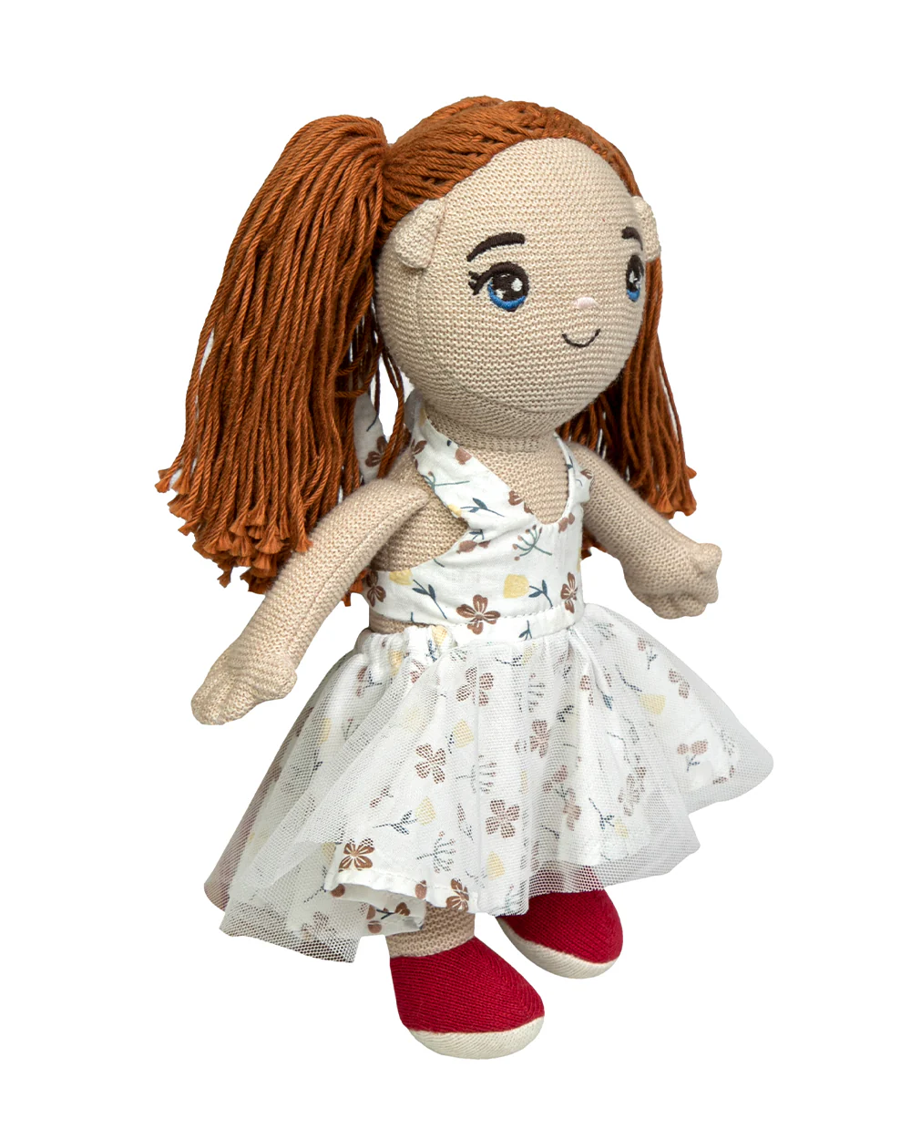 Pomme Daisy Floral Knitted Stuffed Doll-Easily Washable-Plush Cuddly Toy For Newborn - Image 3