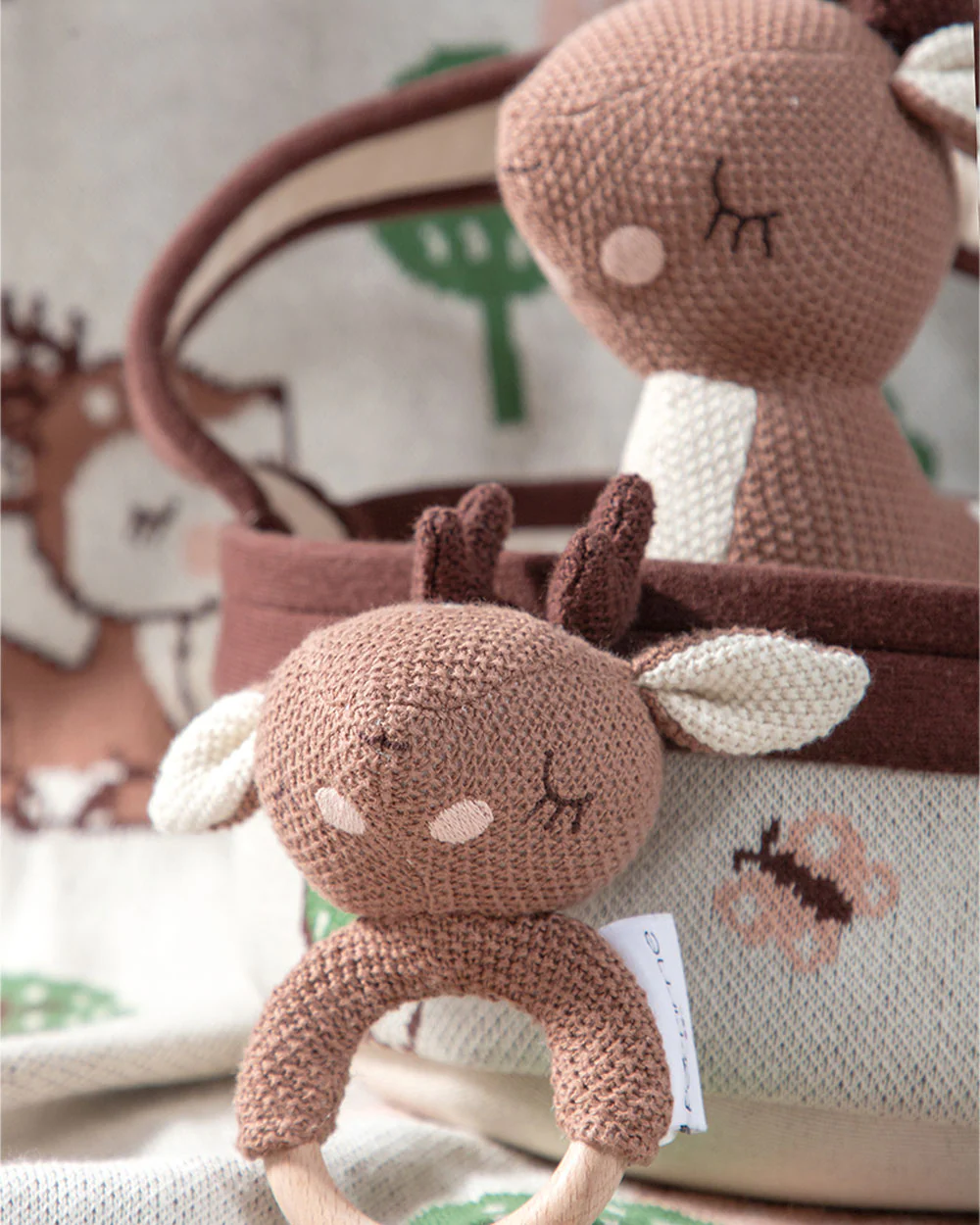 Pomme Deer Knitted Gift Basket-Pack of 4-Gift For Baby Shower & Baby Birthday - Image 3