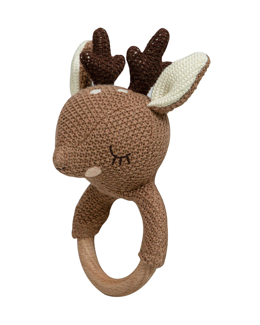 Pomme Deer Knitted Ring Rattle Toy-Lightweight & Easy To Hold-For Infants - Image 3