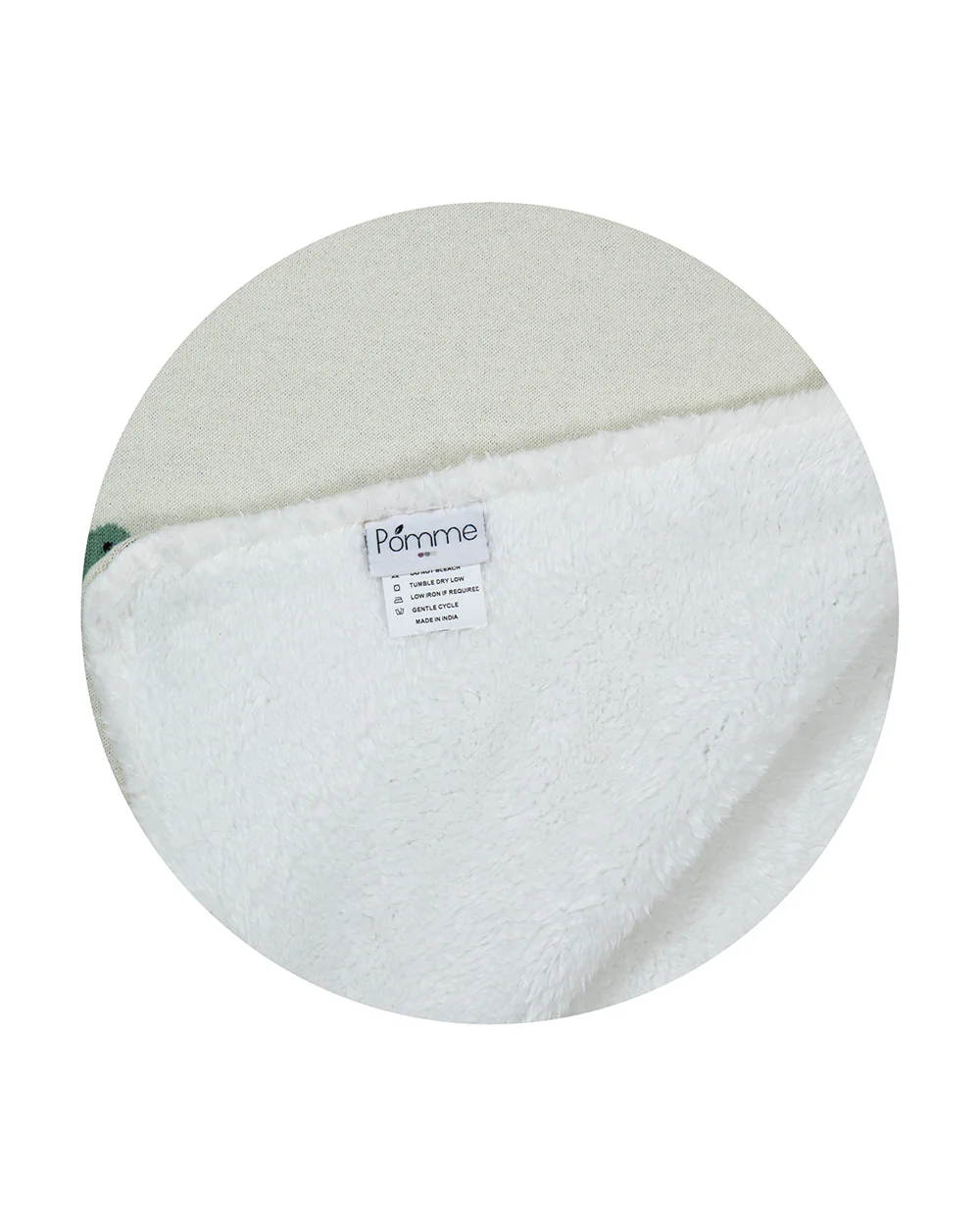 Pomme Dinosaur Family Knitted Ultra Soft Sherpa Blanket-100% Cotton-White-For Infants - Image 4