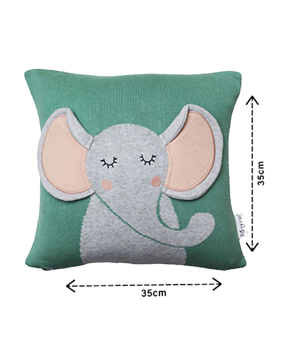 Pomme Elephant Knitted Baby Cushion with Filler-Sage Green-For Infants - Image 3