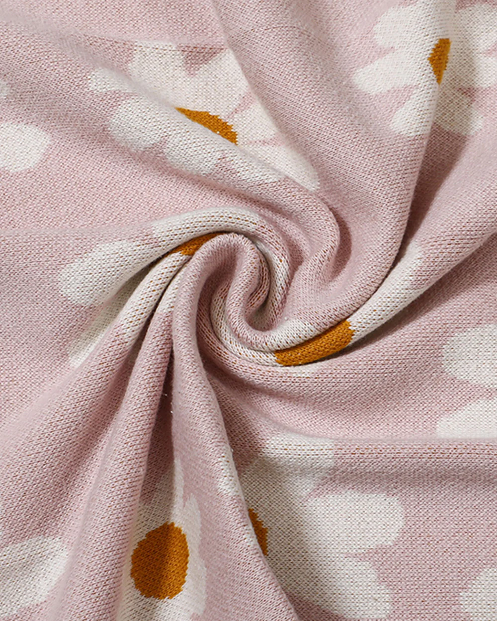 Pomme Flowers Knitted Ultra Soft Sherpa Blanket-100% Cotton-Peach Pink-For Infants - Image 2
