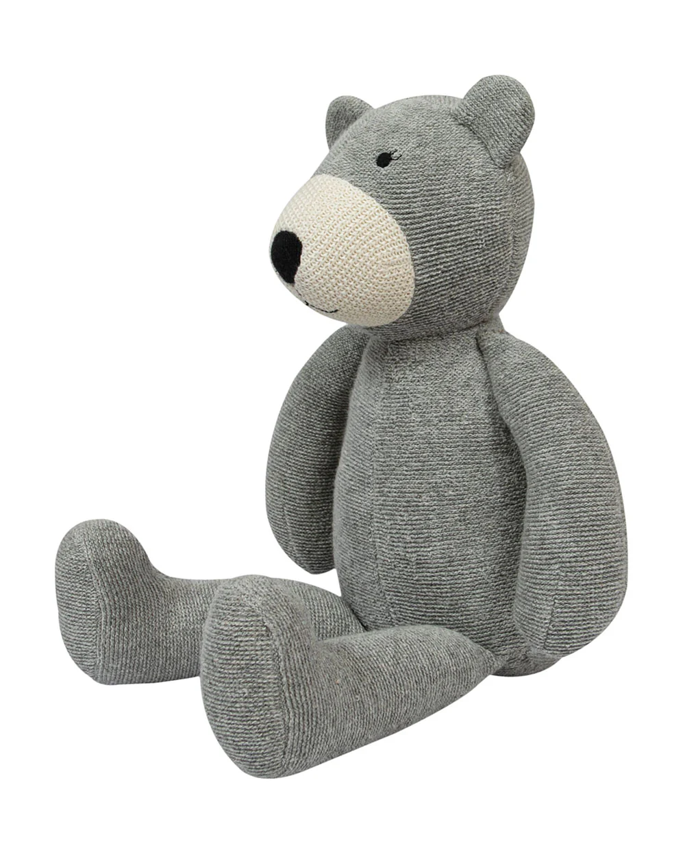 Pomme Grey Bear Cotton Knitted Soft Toy-Promotes Tactile Stimulation-Plush Cuddly Toy For Newborn - Image 4