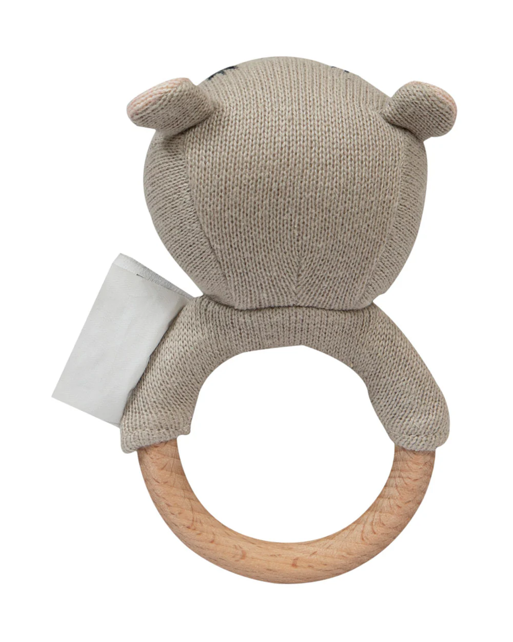 Pomme Hippo Knitted Ring Rattle Toy-Lightweight & Easy To Hold-For Infants - Image 3