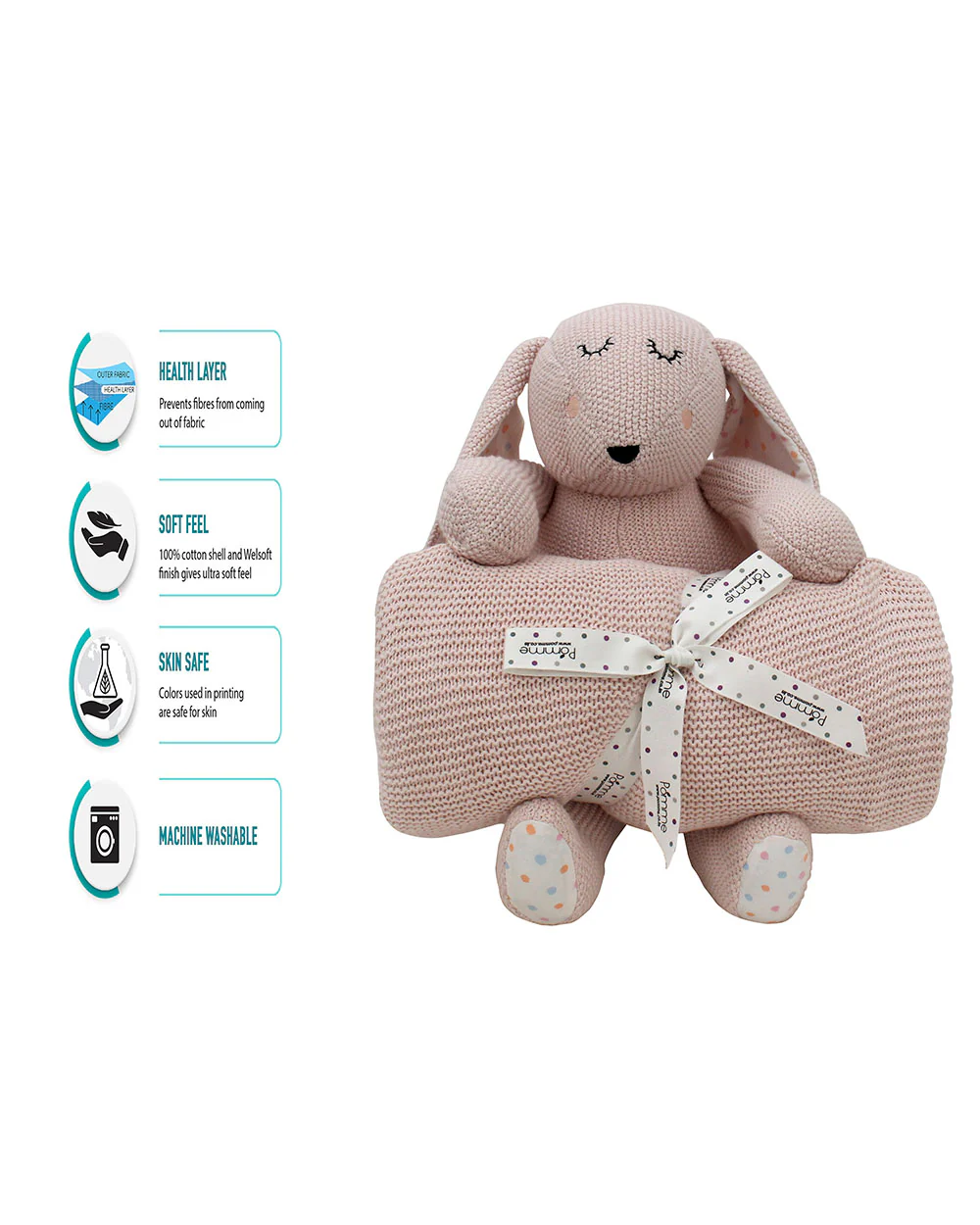 Pomme Knitted Pink Bunny Gift Set-Pack of 2-Gift For Baby Shower & Baby Birthday - Image 4