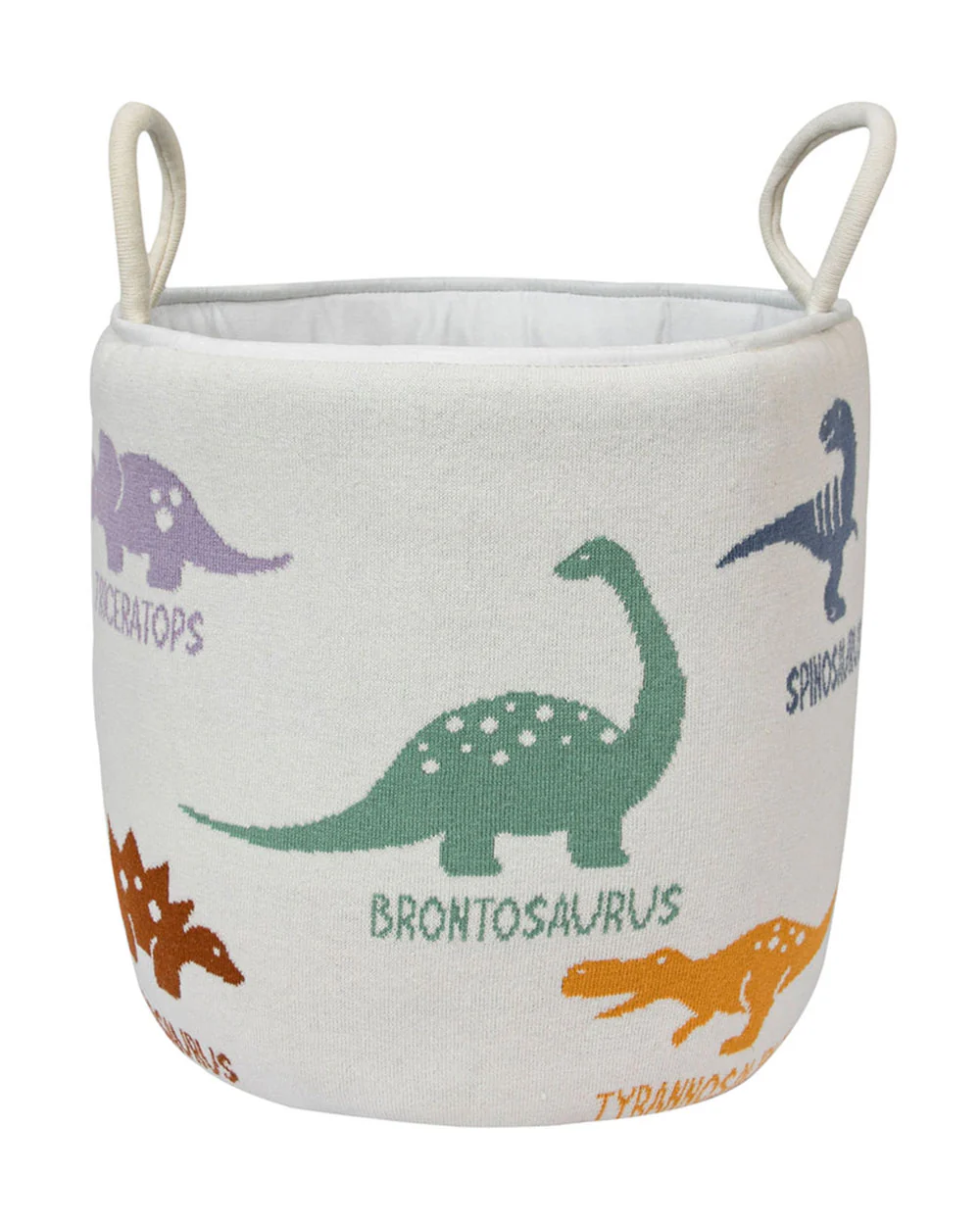 Pomme Storage Basket-For Clothes & Toys-With Handles-100% Cotton-Dinosaur Family - Image 2