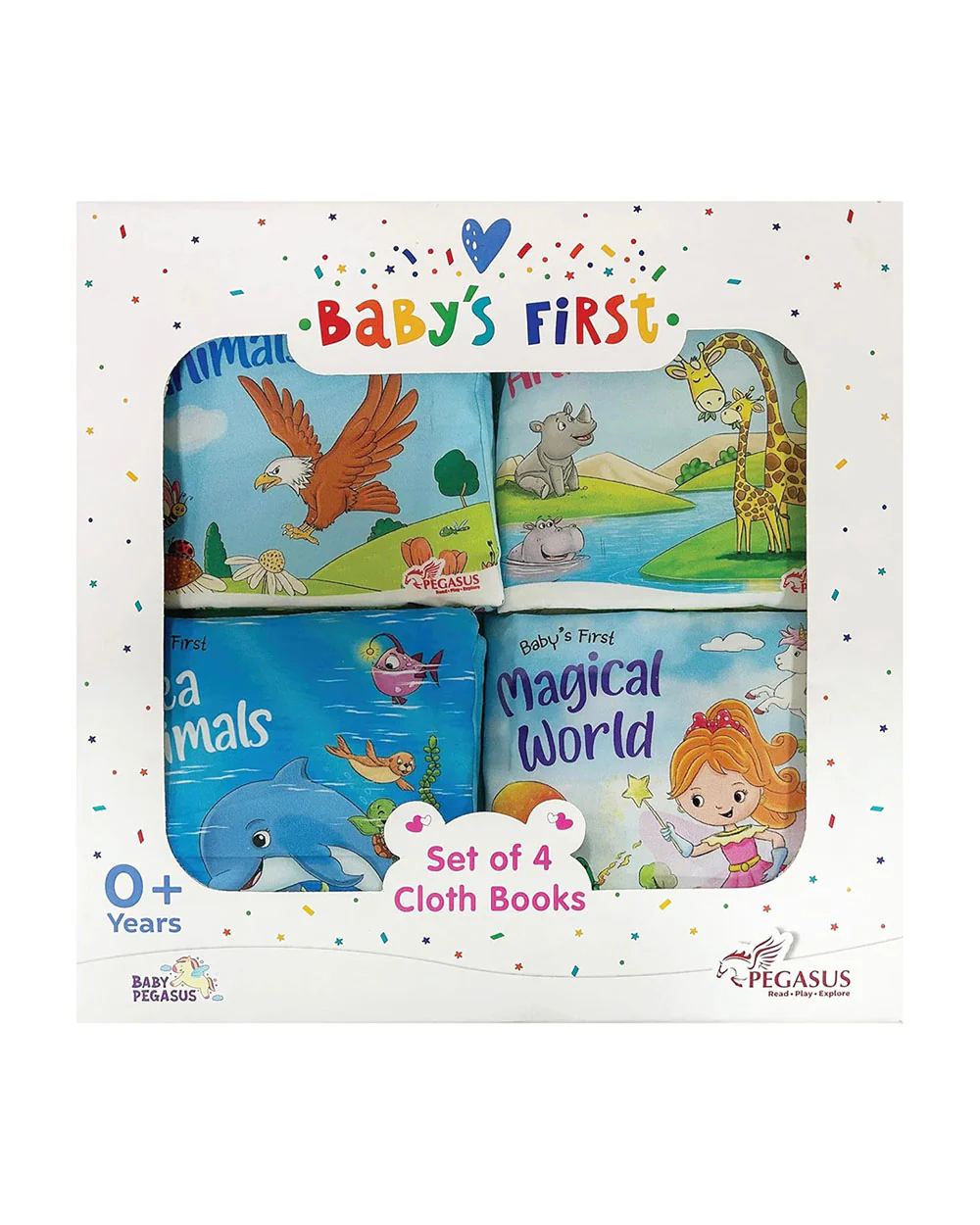 Popcorn Baby First Cloth Books-Set Of 4 Soft Crinkle Books-Enhances Sensory Stimulation-Learning & Educational Toys-0M+