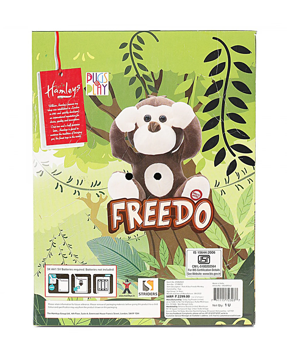 Pugs at Play Peek A Boo Freedo Monkey-Real Animal Sound, Hide Face-Interactive Plush Cuddly Toy For Newborn - Image 4