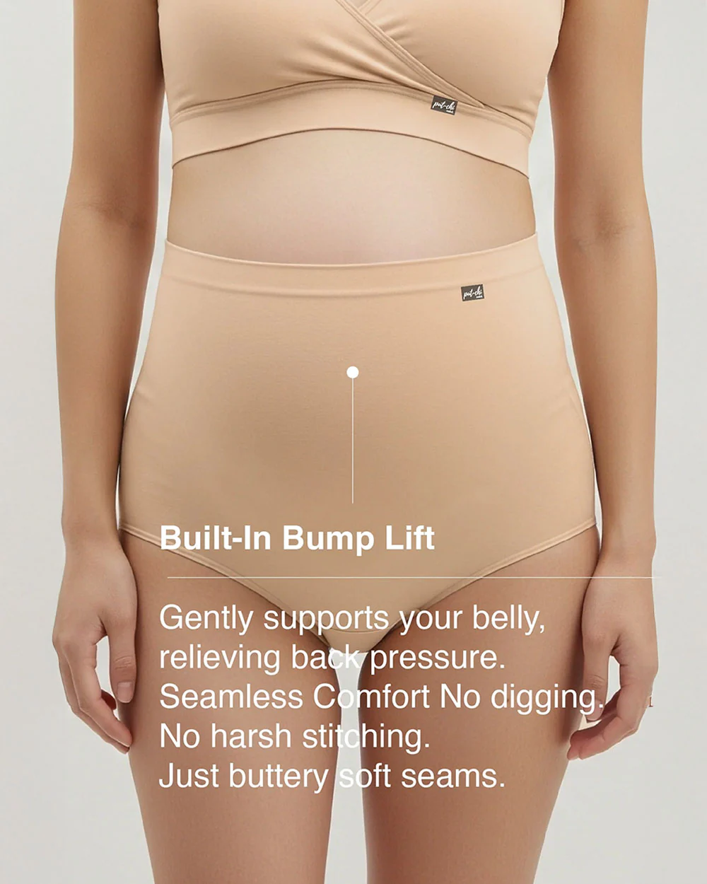 Putchi Maternity Bump Support Bamboo Panty-Over the Belly-For Pregnancy-Winter Beige - Image 3