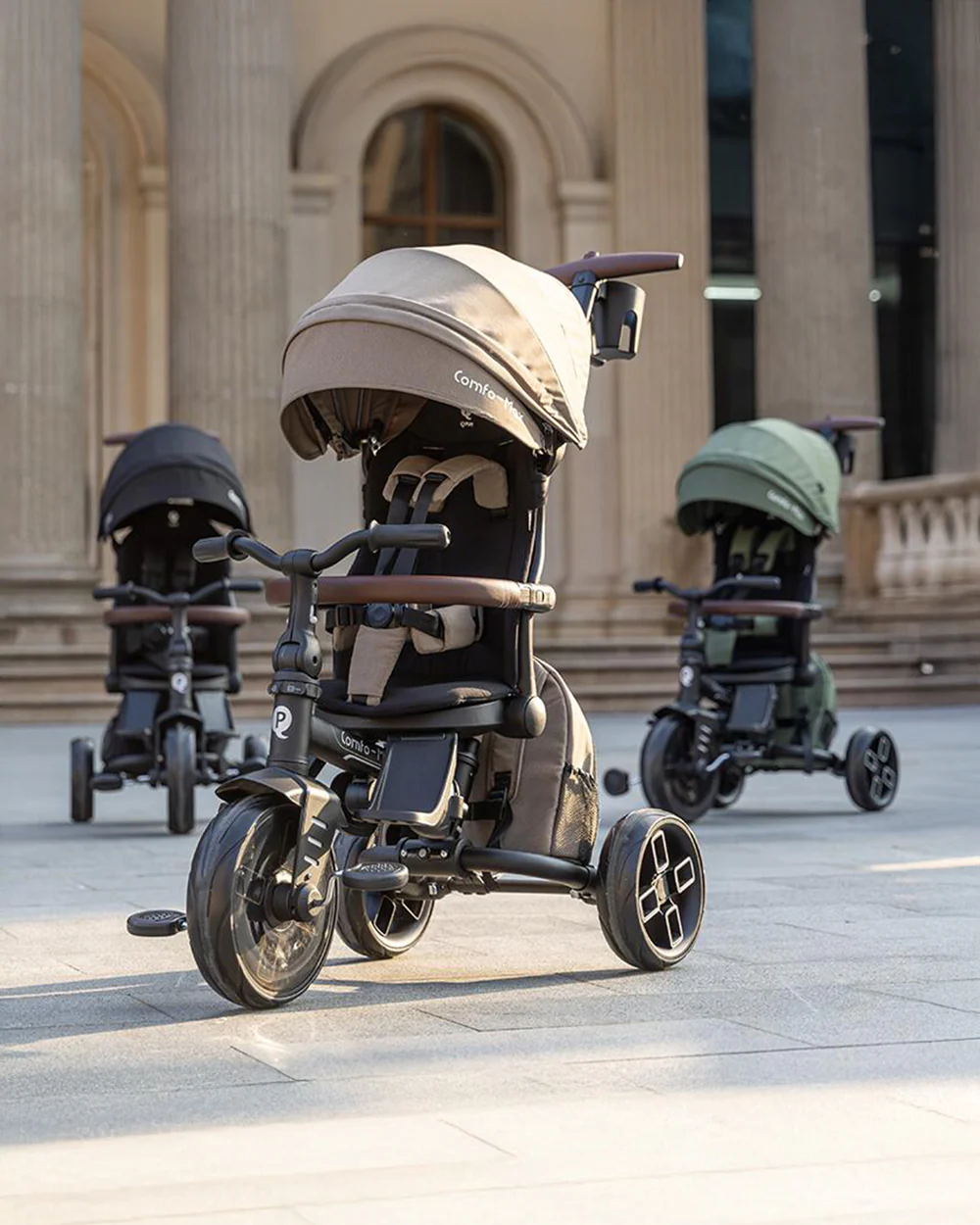 Qplay Comfo Max 7-in-1 Trike-Height Adjustable Parent Handle Bar-360 Degrees Rotating Seat-Adjustable Backrest-Foldable Frame-With Detachable Backpack-For 10M to 6Y (Upto 25 Kg)-Coffee - Image 22